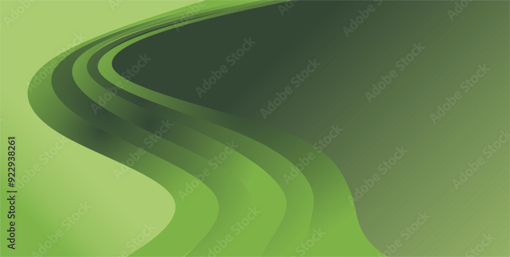 Aufkleber composition of gradient green curved lines as an accent with empty space as a background design for 