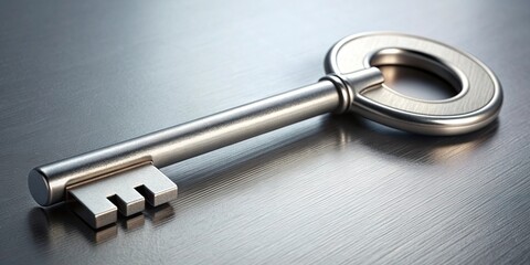 Close up of a shiny silver key, security, access, safety, metal, unlock, object, lock, entrance, symbolic, secret, protection
