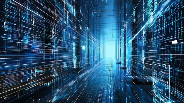 advancing in a data technology background in blue