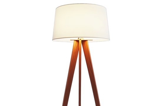 Elegant tripod lamp with a warm glow, perfect for enhancing modern interiors and creating a cozy atmosphere.