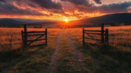 Fototapeta premium Path of Orange Light Leading 