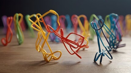 A group of dancing_ paper clips