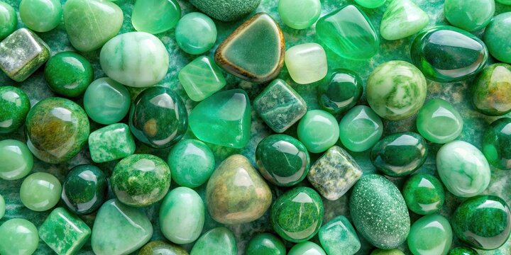 Natural green stone surface background with aventurine and jade, perfect for a serene and earthy design , green, stones