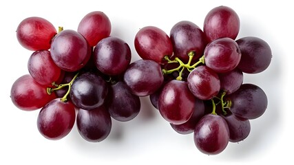 top view red grape fruit isolated on white background