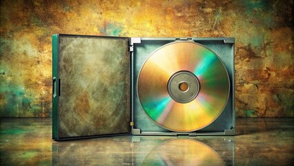 CD music case mockup with grunge, retro vintage Y2K style for album cover arts on background, CD, music, case, mockup, grunge