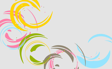 美しい五色の曲線背景素材
