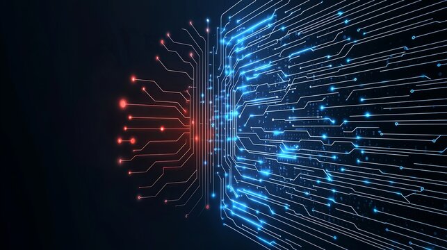 Abstract representation of AI algorithms transforming raw data into meaningful insights, copy space for text,