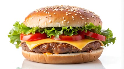 delicious tasty of burger on white background