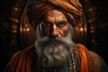 Obraz premium A portrait of a man in traditional Indian attire