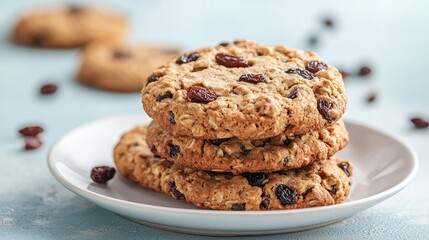 Plate of oatmeal cookies 
