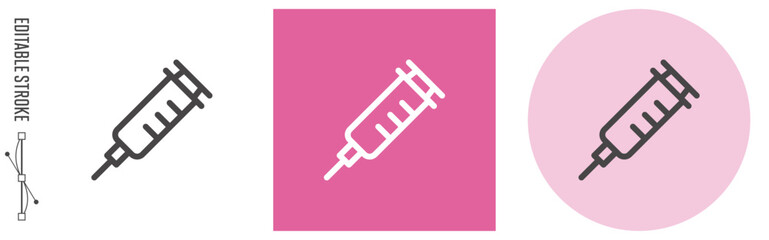注射器のライン・アイコン　[線の編集可能]