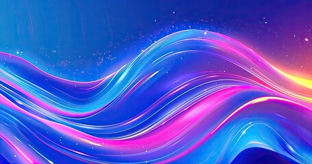 Abstract blue background with neon lines and gradient light effect, banner design for business technology concept vector illustration.
