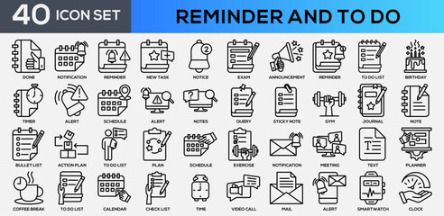 Reminder and To Do Outline Icon Collection