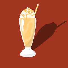 Cup of milkshake mango flavor vector illustration 
