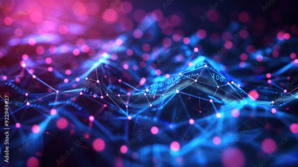 Aufkleber superb cyber big data flow, blockchain data fields, network line connect stream, concept
