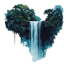 PNG Waterfall cascading through lush jungle foliage