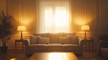 Elegant Living Room Showcase. Stylish and sophisticated interior design concept