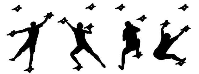 climbing wall silhouette collection set. vector illustration.