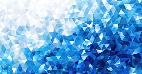 Abstract blue geometric background with triangular mosaic pattern. Blue vector illustration for design of banner, poster or presentation on white backdrop. Vector Illustration