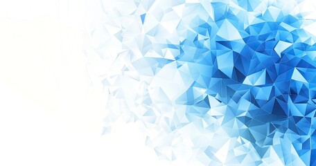 Naklejka premium Abstract blue geometric background with triangular mosaic pattern. Blue vector illustration for design of banner, poster or presentation on white backdrop. Vector Illustration