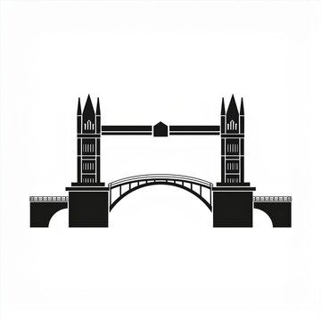 black tower bridge silhouette on white background clip art preview