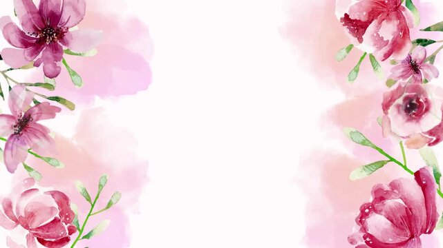 Floral Watercolor Border Background Video. Suitable for wedding invitation video