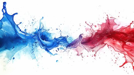 Create a dynamic image of a French paint splash flag with blue, red, and white liquid explosion, isolated on a white background. France tricolore, Europe celebration, soccer, travel, tourism concept