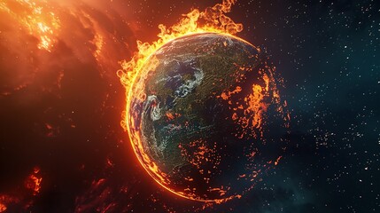 Flaming Earth in a Starry Cosmos