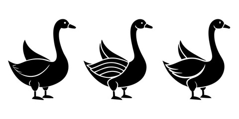 Geese logo icons. set of illustrations geese silhouette icon style vector art.
