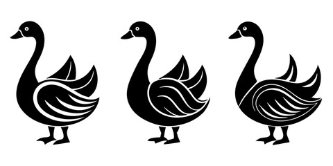 Geese logo icons. set of illustrations geese silhouette icon style vector art.
