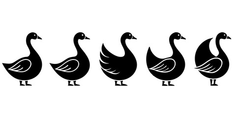 Geese logo icons. set of illustrations geese silhouette icon style vector art.
