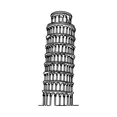 one line drawing pisa tower italy vector illustration template design