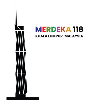 Art & Illustration Merdeka 118 Skyscraper - Iconic High-Rise Building in Kuala Lumpur, Malaysia Celebrating National Independence Day with Modern Architectural Design