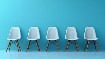 Obraz premium 3D rendering Row of chairs with one odd one out.