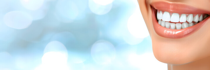 Fototapeta premium 完璧な笑顔：白く輝く健康的な歯のクローズアップ