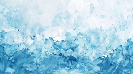 Obraz premium Abstract blue watercolor background with brush strokes and splashes on white paper, banner design for copy space. Water colour banner template,