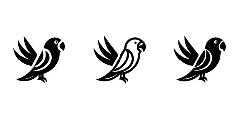 Minimalist parrot logo icons. set of illustrations parrot silhouette icon style vector art.