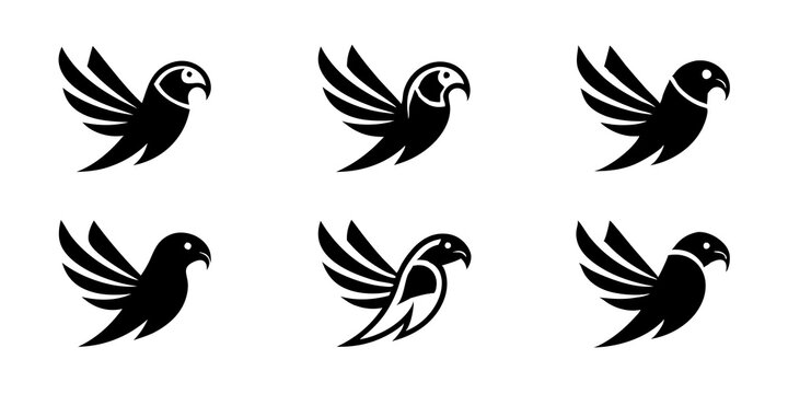 Minimalist parrot logo icons. set of illustrations parrot silhouette icon style vector art.