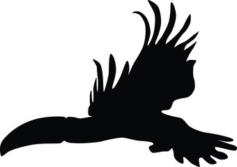 Toucan silhouette full body illustration. Bird pose in wildlife.