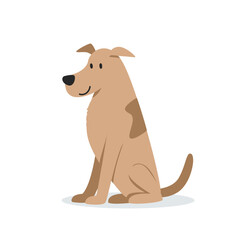 Dog vector illustration. Cute sitting dog cartoon clipart, animal in flat style. Simple vector design isolated on white background. Pet animal, farm animals concept