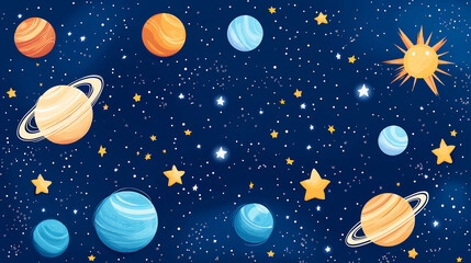 Naklejka premium create a cottagecore pattern of stars, planets.