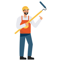 Construction Worker Character Design. Flat Vector Illustration 