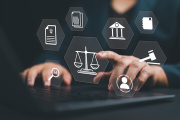 Legal advice online, labor law concept, layer or notary working for business company.