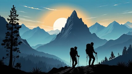 silhouette of a person in the mountains