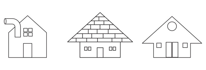 Set 1 of line icons representing house Vector Illustration. House and home simple symbols design eps 10