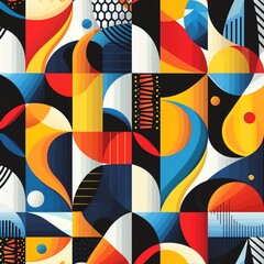 Obraz premium Abstract geometric pattern with vibrant colors and bold shapes. Ideal for modern design projects.
