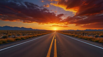 sunset on the highway