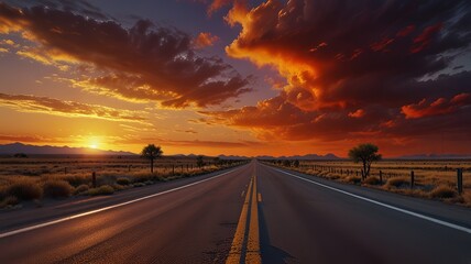 sunset on the highway