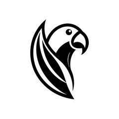 Minimalist parrot logo icon design silhouette vector art illustration