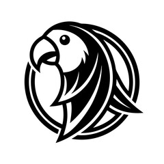 Minimalist parrot logo icon design silhouette vector art illustration